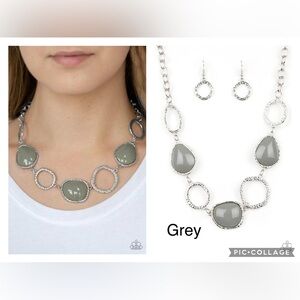 Haute Heirloom Silver and Gray Necklace Set